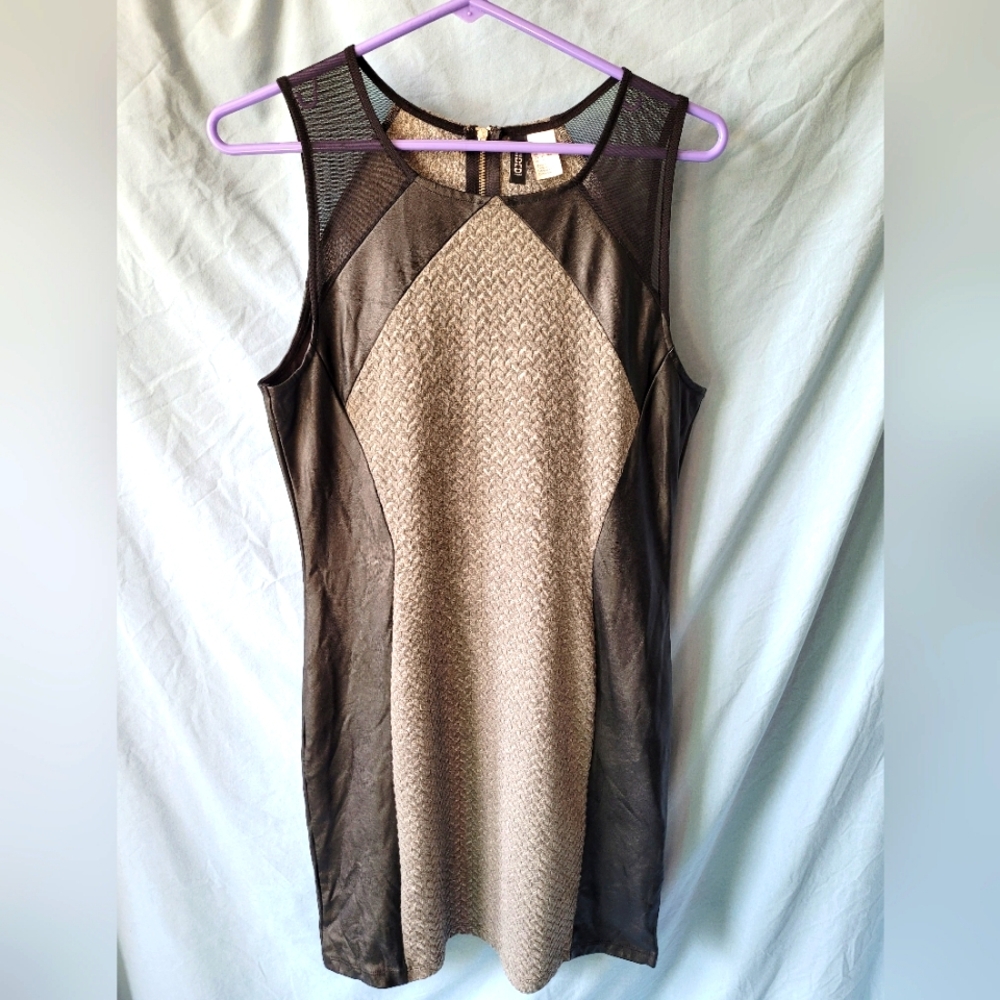 H&M bodycon colorblock leather dress